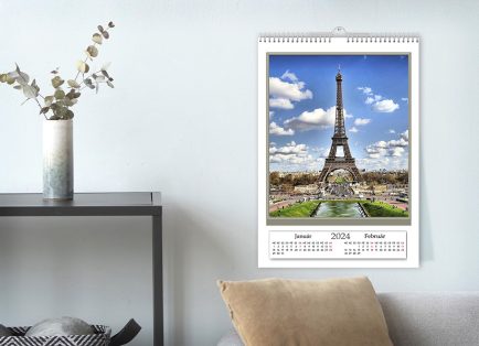Fali naptár 6 lapos (21x30 cm) álló képekhez